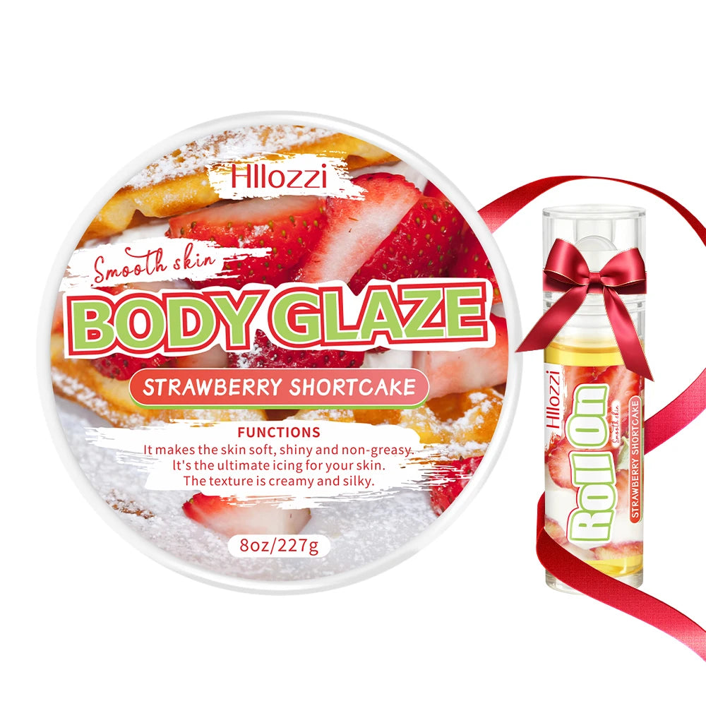 3 PCS Set Strawberry Set Includes 30 ml/1 FL OZ Body Drops and 2 oz/57 g or 8 OZ Body Glaze, Plus a Complimentary 5 ml/0.17 g Roll-On Skin Care Sets Korean Products