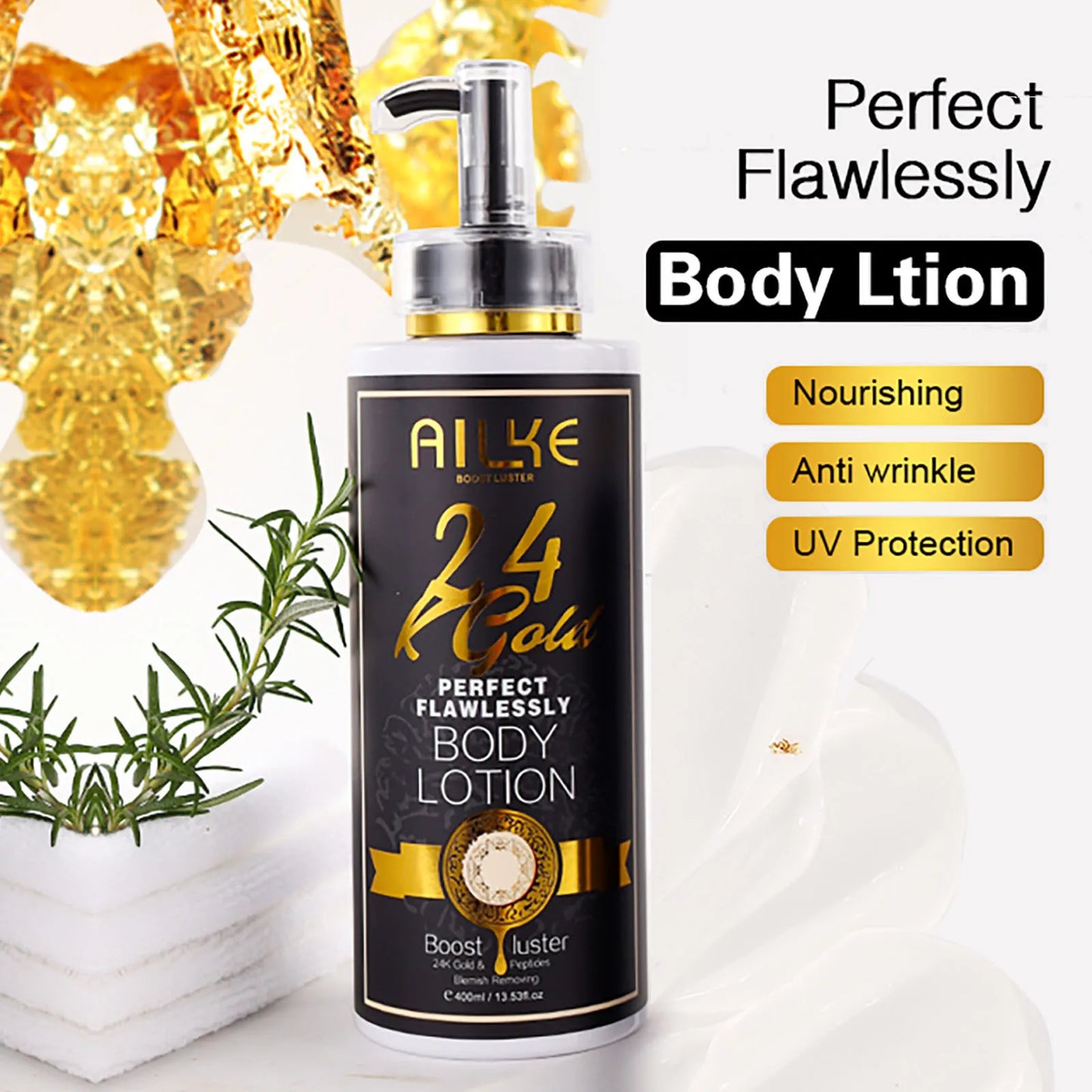 NEW Arrivals AILKE Korean Set 24K Gold Flawlessly Skin Care Range, Skin Whitener, Reduce Dark Spots, Melanin, Wrinkles, Moisturize, For Women & Men Skin Care Supplies