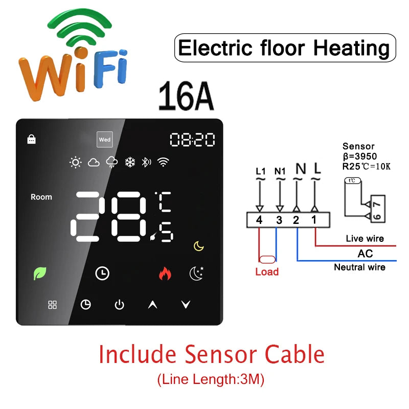 NEW Arrivals TUYA Wi-Fi Smart Thermostat Electric Floor Heating TRV Water Gas Boiler Temperature Voice Remote Controller for Google Home Alexa Support