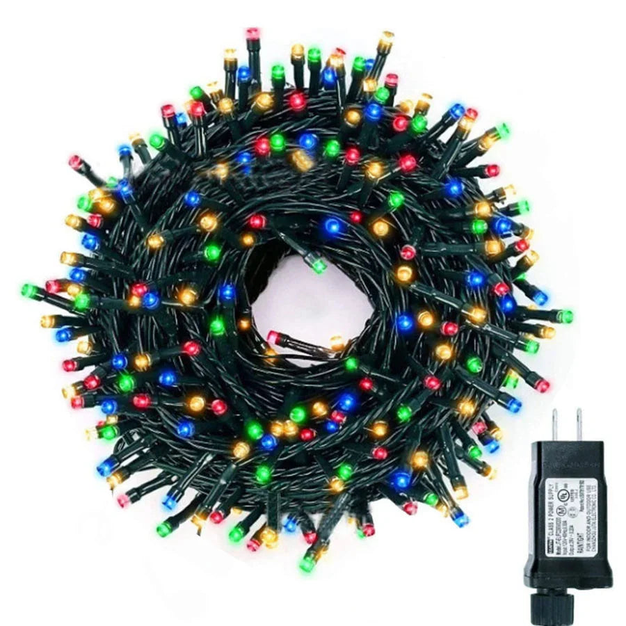 NEW Arrivals Green Wire String Lights Outdoor 20M 50M 100M Plug in Christmas Garland Light Waterproof LED Fairy Light 8 Modes for Tree Decor Christmas New Year Eve Accessories Supplies