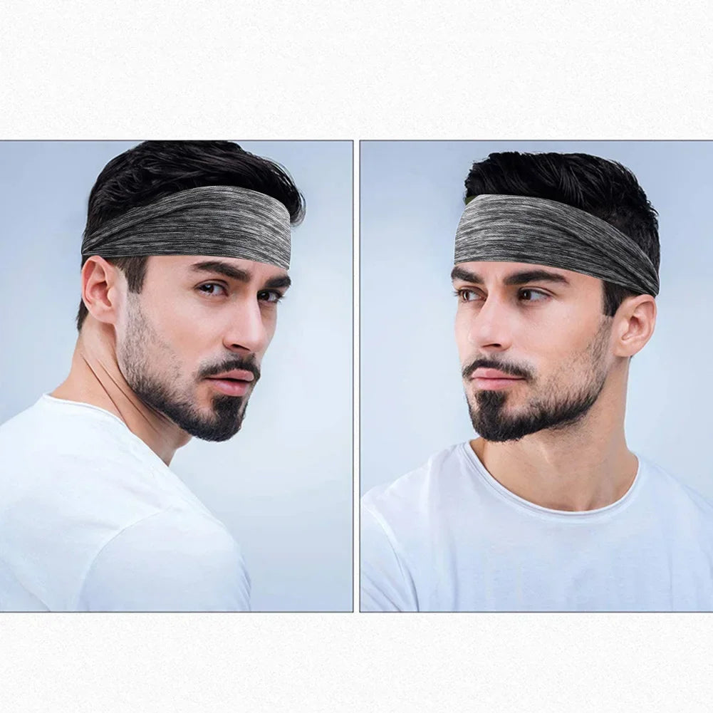 NEW Arrivals 5PCS Black Set Elastic Sports Headbands Sweat Absorption Dry Headdress Quick Workout Headband Anti-Slip Breathable Sweatbands Outdoor Sports Yoga Running Gym
