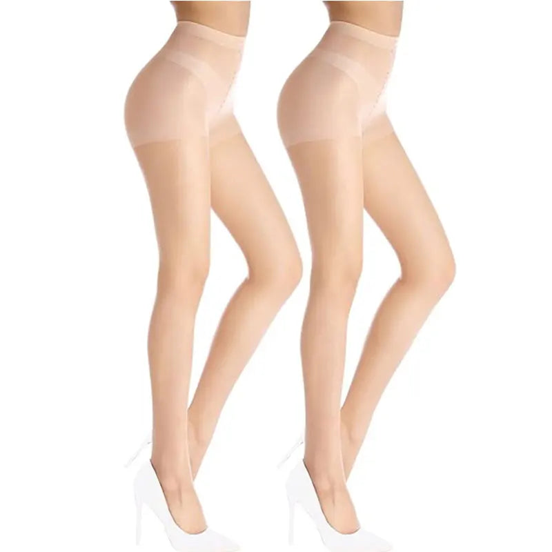 2 Pcs Set Female High Elasticity Anti Hook Wire Stockings Women Sheer Tights with Control Top 20D Nylon Good Elastic Pantyhose