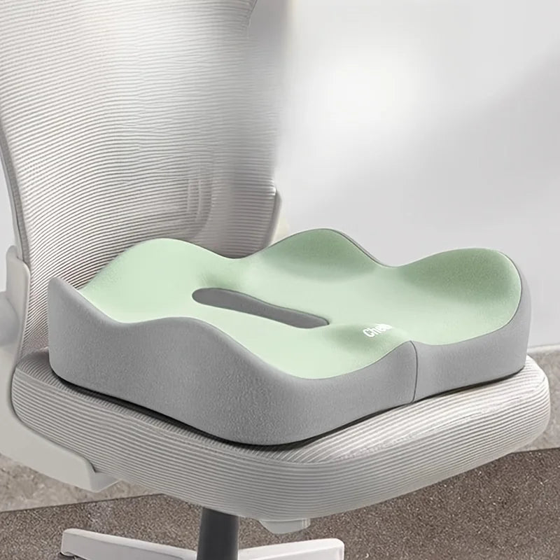 NEW Arrivals 1PC Memory Foam Seat Cushion - 3D Ergonomic Support| Light Green & Grey, Washable Polyester, Car/Office Essentials Hip Legs Support Pillow