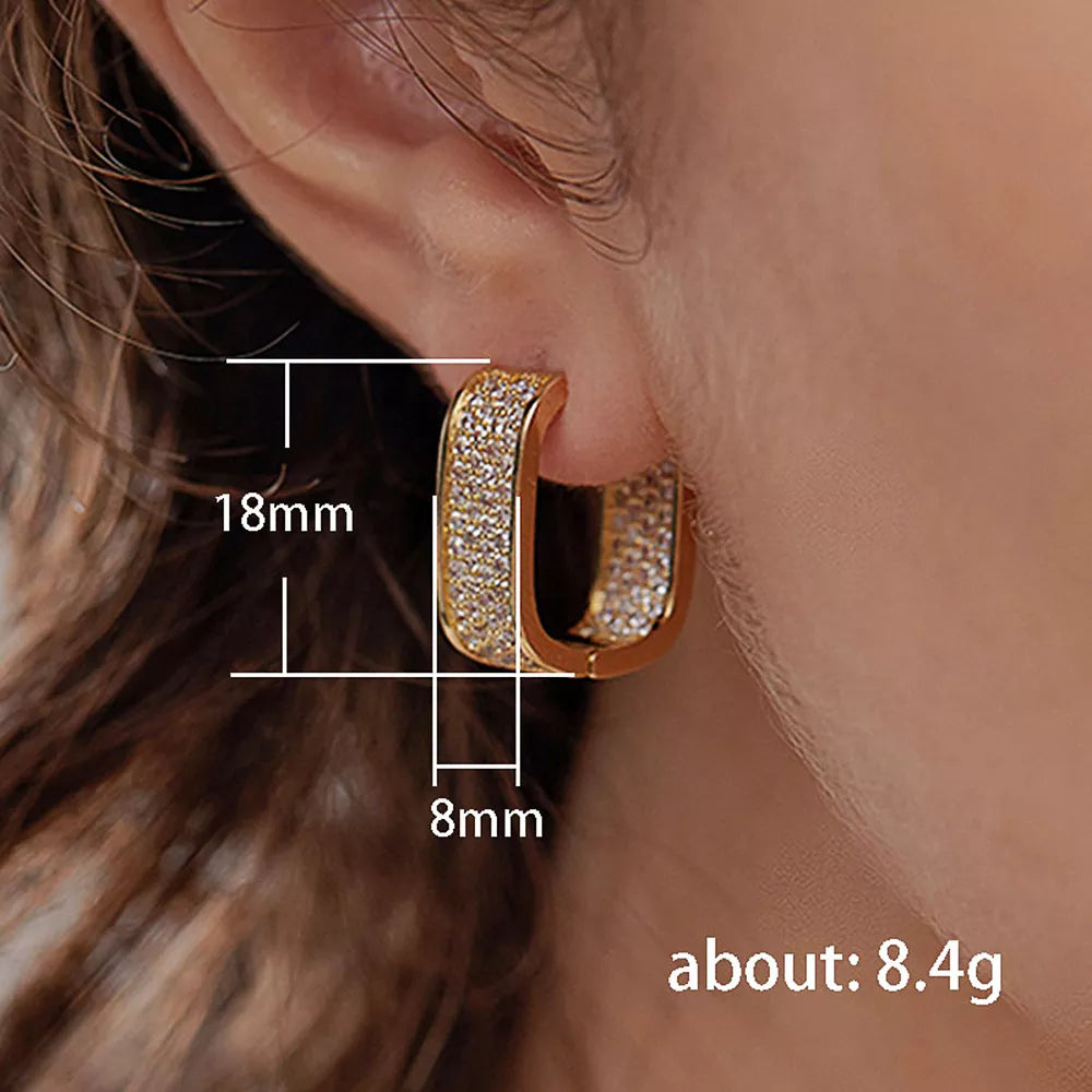 Fashion Paved CZ Hoop Earrings for Women Metal Silver Color/Gold Color Simple Versatile Girls Earrings Hot Jewelry
