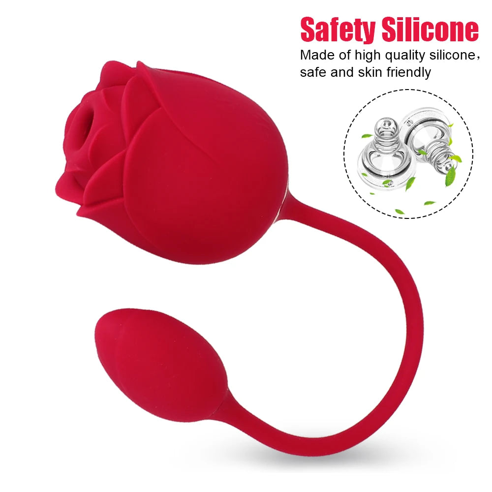 Sexy Rose With Vaginal Ball Sucking Vibrators For Women Clitoris Sucker Nipple Licks Anal Plug Female Masturbator Sex Toy Erotic