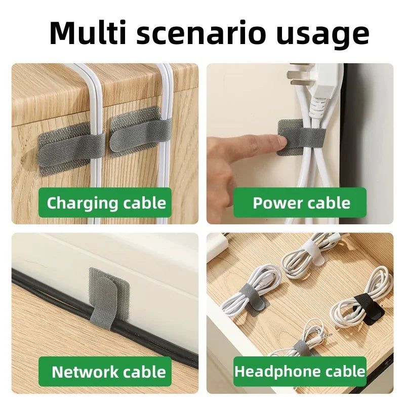 NEW Arrivals 50/100PCS Set Reusable Cable Organizer Desk Wire Winder Cable Tie Organizer Self Adhesive Cord Rope Holders Cord Protection Straps