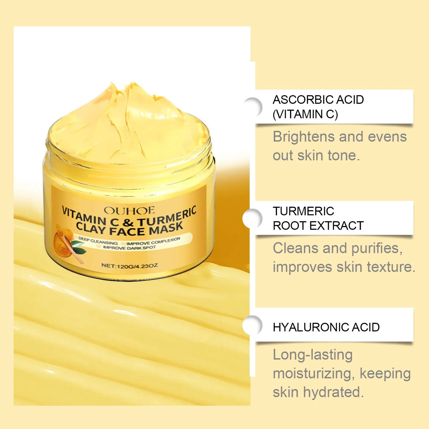 NEW Arrivals Vitamin C Exfoliating Korean Facial Mask Turmeric Exfoliating Mask Improve Pore Deep Cleaning Skin Care Products