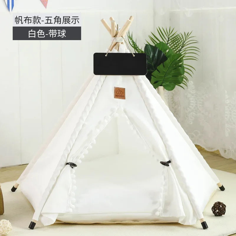 NEW Arrivals 14 Patterns Cats Dogs Korean Tent House with Double-Sided Thick Cushion for Puppy Pets Up to 33Lbs, Portable Cat Tent with Non-Slip Feet and Blackboard, Washable Pets Furniture Supplies