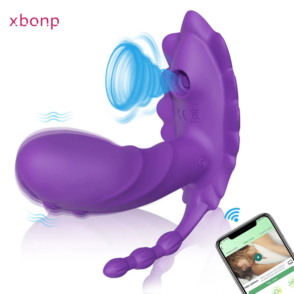 Bluetooth APP Control Vibrator for Women 3 in 1 Clitoris Stimulator G Spot Massager Wearable Adult Goods Sex Toy for Couple