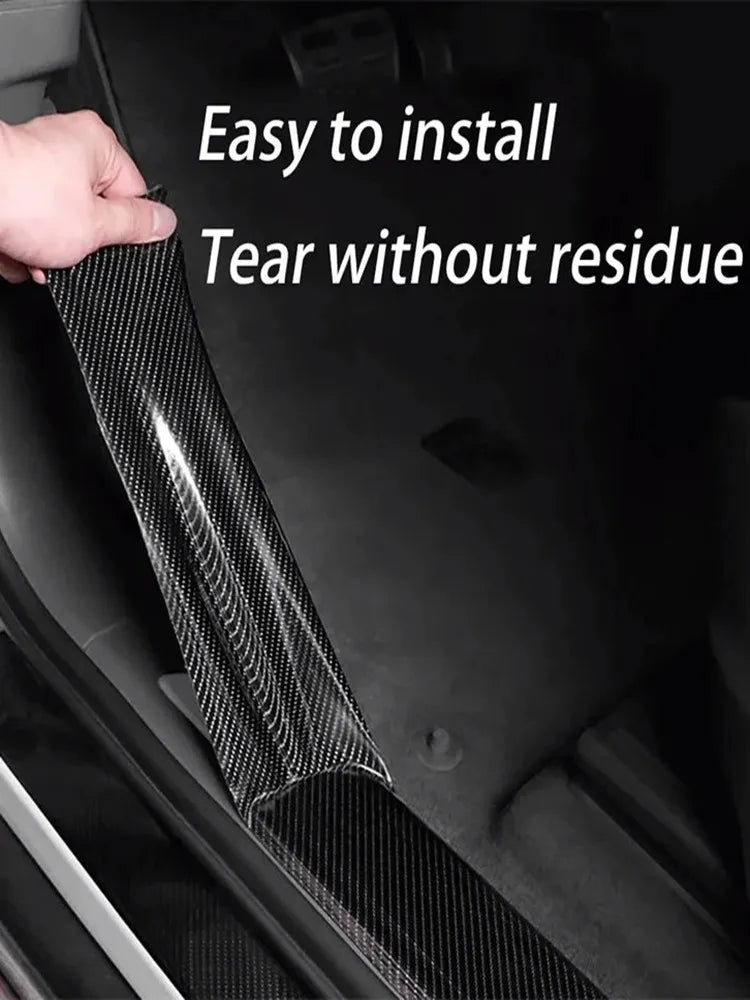 NEW Arrivals 10CMx3M 3D Nano Carbon Fiber Car Bumper Door Guard Protection Film 3M Car Door Sill Protector Sticker Black Waterproof Anti Scratch Tape Car Accessories
