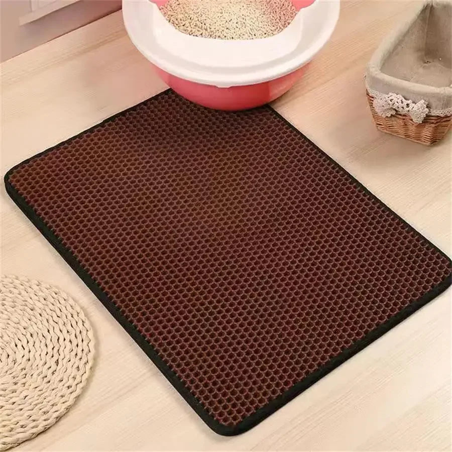 NEW Arrivals S-XL( 60X90CM) 6 Colors Cat Litter Mat Waterproof Urine Proof Kitty Litter Mat Honeycomb Double Layer Litter Box Mat Skidproof Soft EVA Cat Litter Mat Pets Hygiene Supplies