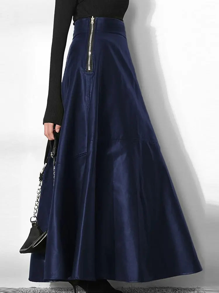ZANZEA Women's PU Leather Maxi Skirt 2023 Spring Elegant OL Long Saias Fashion Solid Mujer Faldas Casual High Waist Zipper Jupe