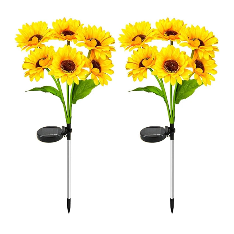NEW Arrivals 6 PCS Set (36 Heads) Solar Garden Lights Outdoor Solar Sunflower LED Smart Light Sensor Lamp Decor Lawn Lamp for Outside Yard Pathway Garden Lawn Pathway Home Lighting Accessory Sets