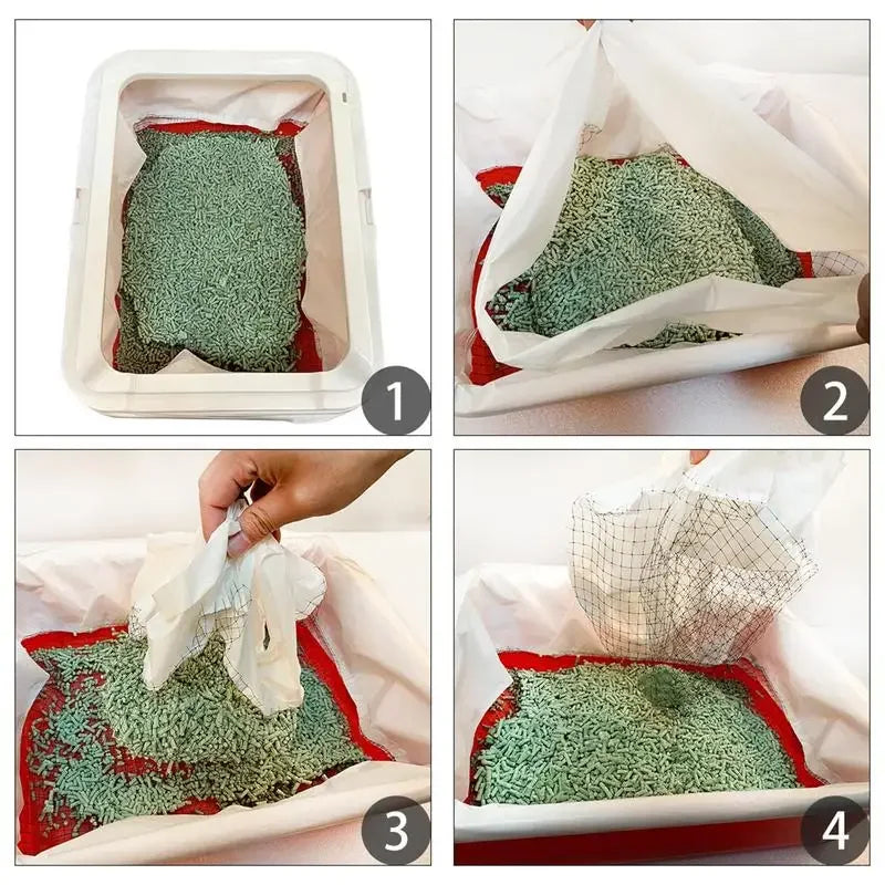 Cat Litter Bags Liners 10Pcs Drawstring Sifting Cat Bags with Filter Net Reusable Litter Box Liners Thick Cat Litter Bags