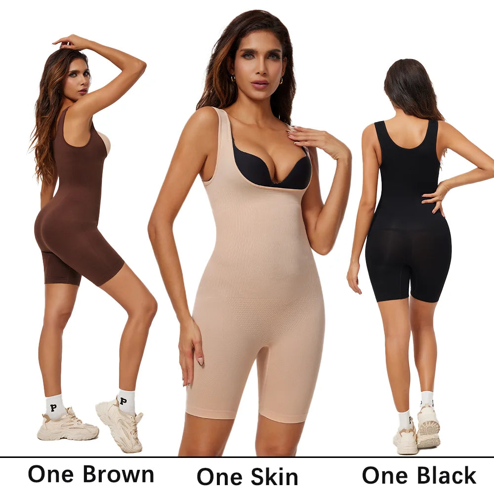 NEW Arrivals 2PCS Set S-2XL Women Tighten Up Breast Bodysuit Boxer Briefs Underwear Shapewear Butt Lifter New Tummy Control Body Shaper Slimming Bodysuits