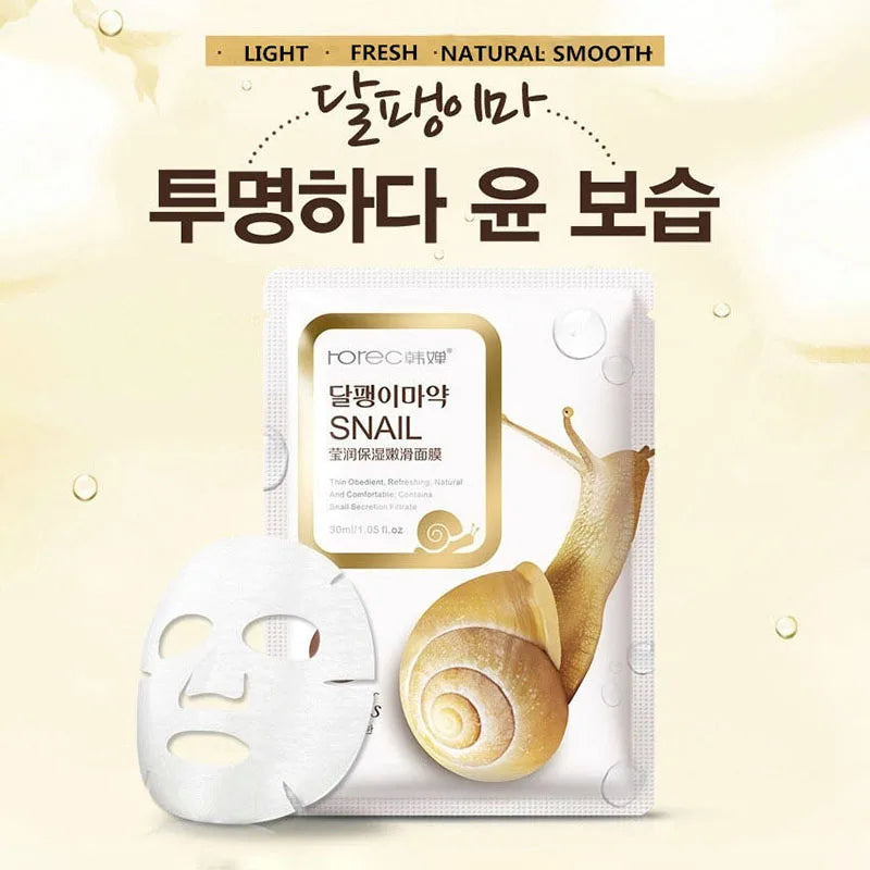 NEW 30PCS Korean Set Snail Moisturizing Face Mask Anti-Aging Wrinkles Whitening Facial Masks Sheet Mask Skin Care Korean Skin Care Products