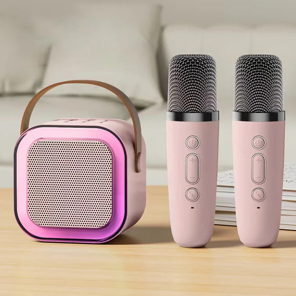 NEW Arrivals K12 Karaoke Machine Portable Bluetooth 5.3 PA Speaker System with 1-2 Wireless Microphones Home Family Singing Children's Gifts