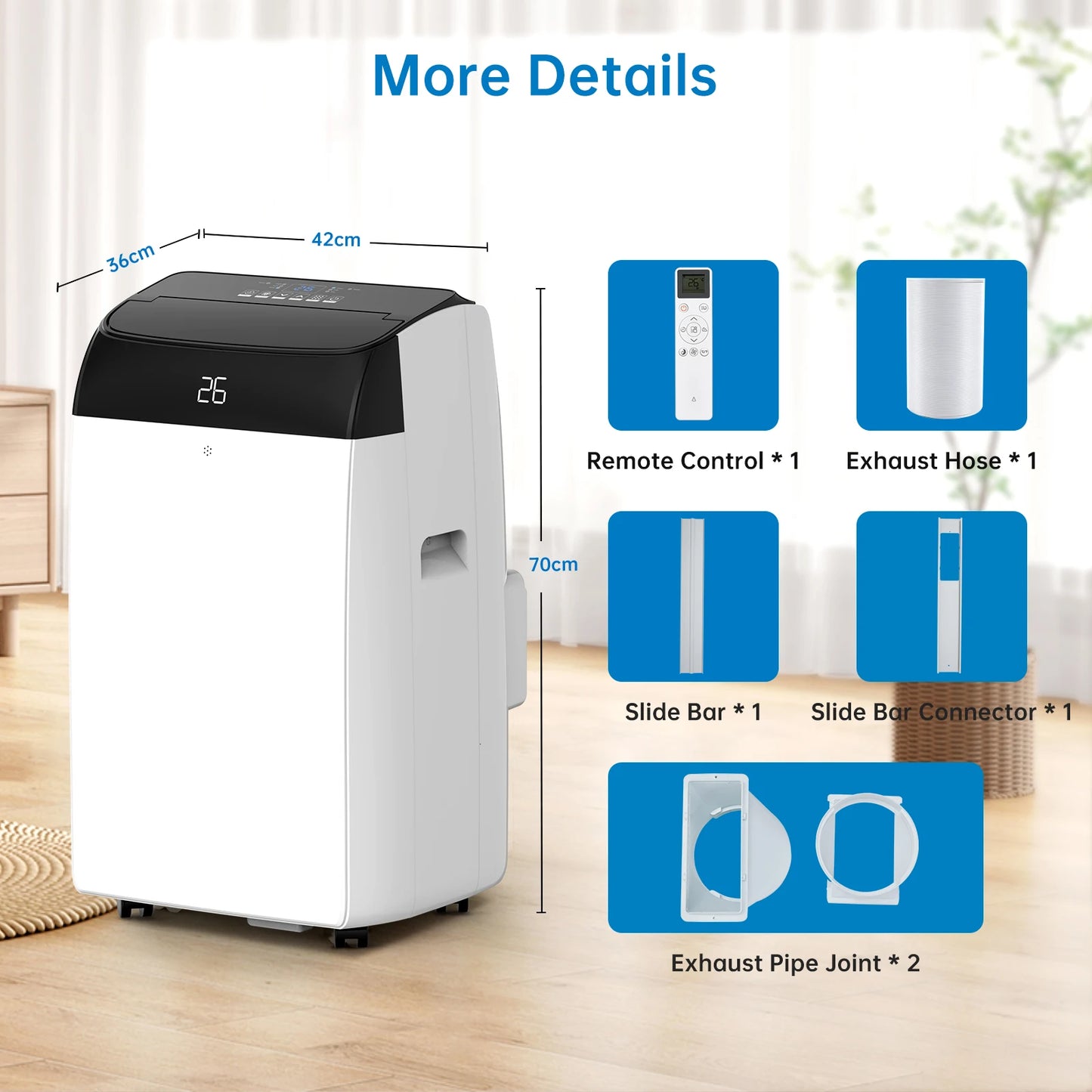 New System Air Conditioner,12000 BTU TURBO Portable Air Conditioner, 4-In-1 Cool/Heating/Fan/Dehumidify Modes With Remote Control, 24 Hours Timer Home Business Shops Air Condition System