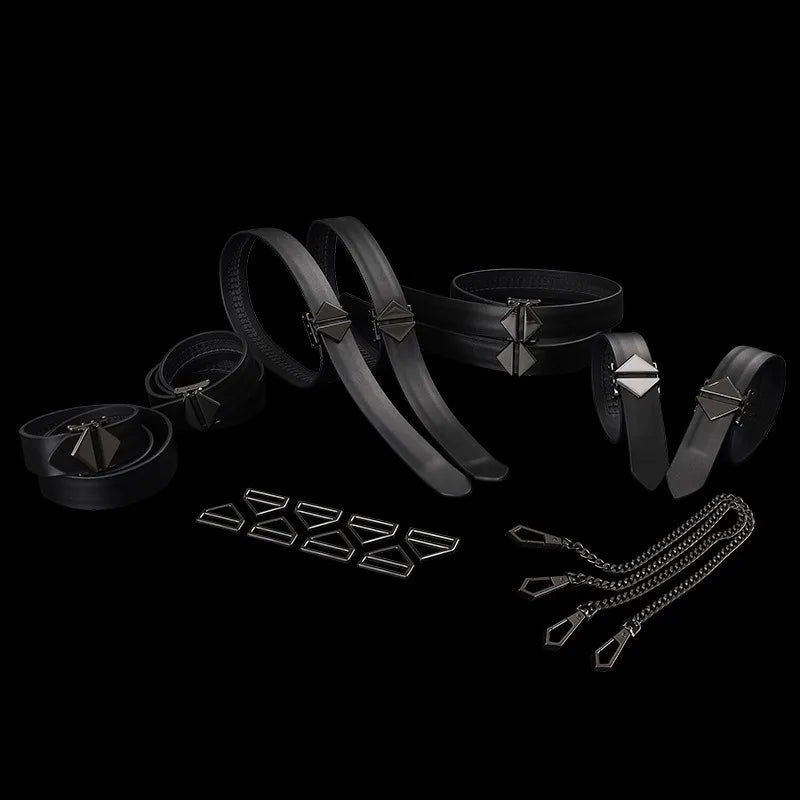 Sevanda DIY 8pcs Bondage Harness Gear BDSM Set Adults Hand and Foot Cuffs with Collar Sexual Couples Kit Adult Harness Supplies