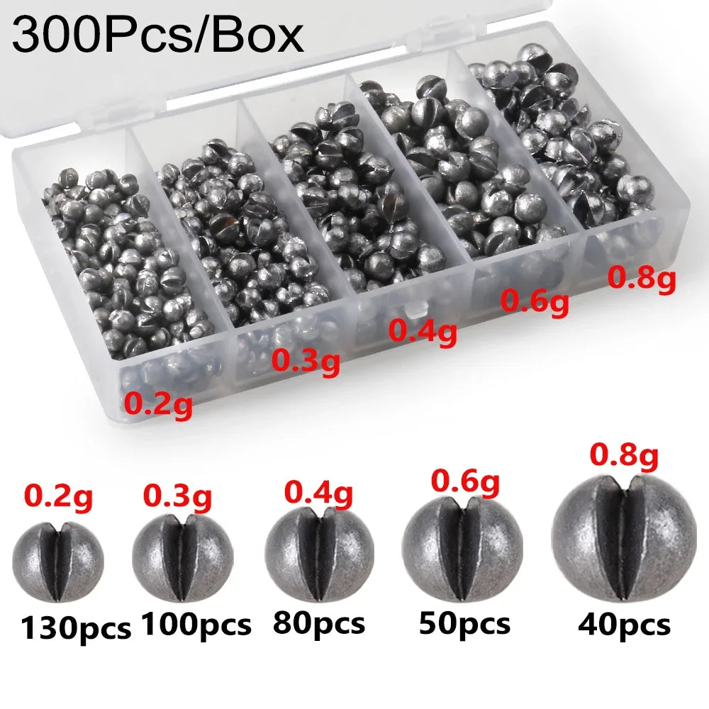 100-500 PCS Set Split Shot Alloy Fishing Weights 0.06g-5g Removable Clip On Sinkers Portable Box Freshwater Saltwater Fishing Tackle Sea River Lake Fishing Tool Sets