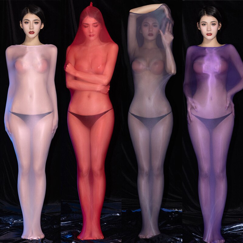 Gay Sexy Lingerie Glossy Bodysuit Shiny Tights Body Suit Porno Costume Transparent High elasticity silky one-piece sleeping bag