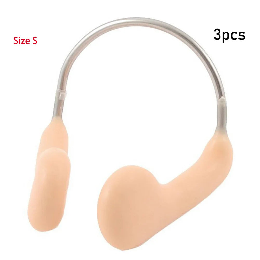 3 PCS Set S-M Size Durable No-Skid Soft Silicone Steel Wire Nose Clip for Women Men Swimming Diving Water Sports Set Swimming Nose Clip