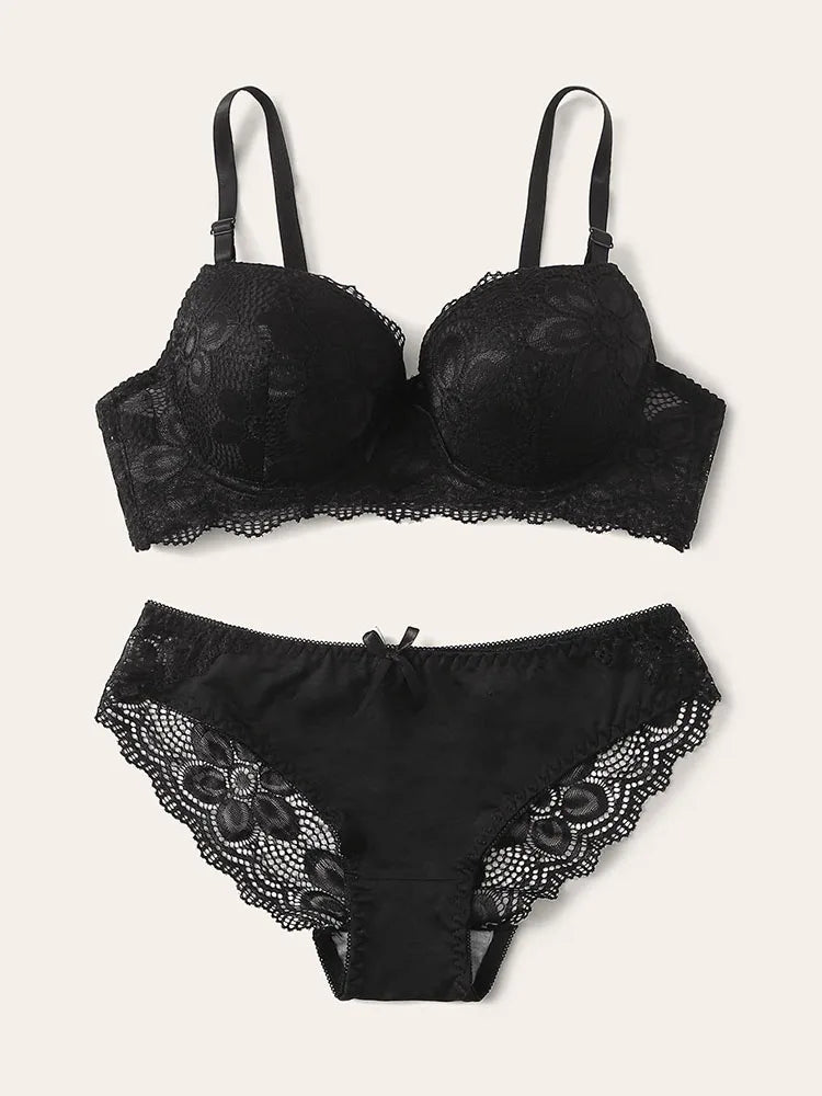 NEW Arrivals Hot Selling Transparent Floral Two Pieces Clothing Underwire Push Up Lingerie For Woman A2123 Sexy Lingerie