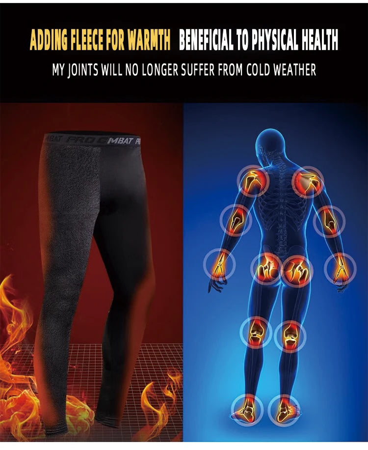 NEW Arrivals S-3XL Plus Size Sports Thermal Suit Men's Fitness Clothes Autumn and Winter Running Speed Drying Clothes Equipment Winter Professional Morning Running Cycling Sports Clothing Supplies