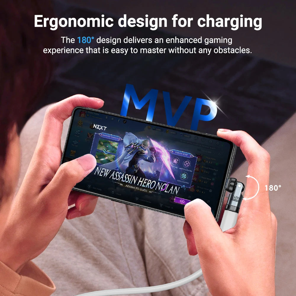 NEW PD240W USB C to Type C OTG Adapter 540 Rotation 5A Fast Charge Cable Converter for iPhone 16 MacBook Samsung Xiaomi Laptops Electronic Supplies