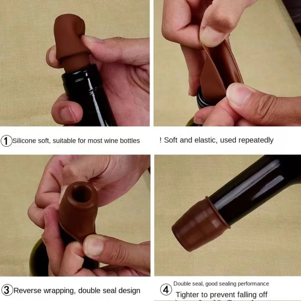 8 PCS Set Easy To Use 4 Colors Wine Stopper Reusable Silicone Wine Bottle Stopper Kitchen Tools Wine Accessories