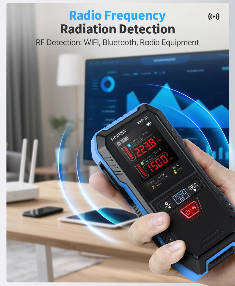 EMF Device ERD-10 4-IN-1 Electromagnetic Radiation Detector, Electric & Magnetic Field Strength, RF Power, Temperature Monitor Ghosts Spirits Hunting Paranormal High Power Detector