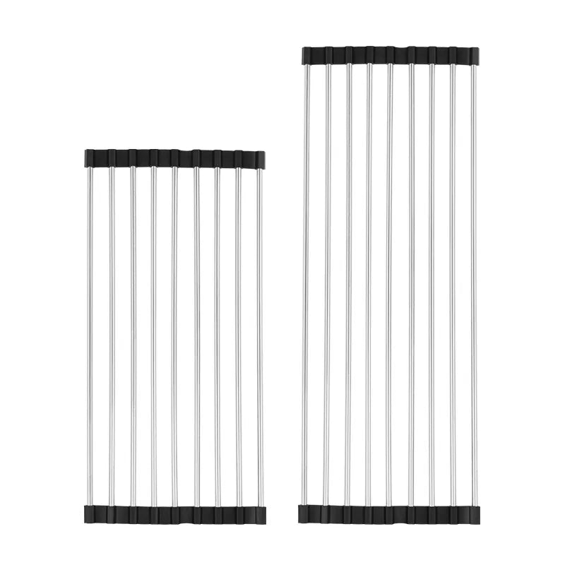 Kitchen Sink Stainless Steel Draining Rack Can be Folded Fruit and Vegetable Dishes Filter Shelf Roll Storage Draining Rack