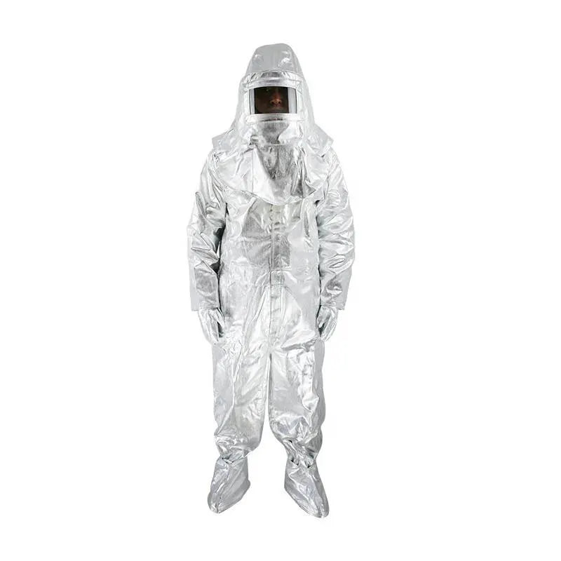 NEW High Quality SOS Emergency Survival 500 Degree Thermal Flames Retardant Fire Heat Resistant Protection Radiation Heat Resistant Aluminized Suit Fireproof Clothes Firefighter Full Body Uniform