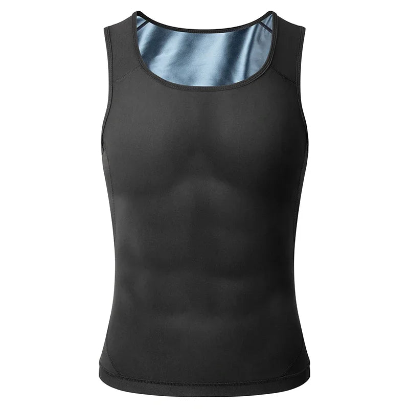 NEW S-3XL Plus Size Men Shapers Polymer Sauna Vest Sweat Slimming Compression Tops with Zipper Waist Trainer Workout Shirt Heat Trapping Suit