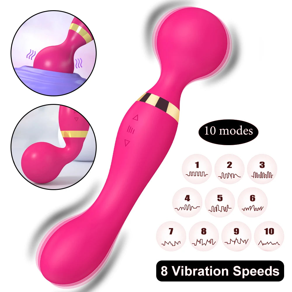 Powerful Dildo Vibrator for Women Clitoris Stimulator 2 Motors AV Magic Wand Vagina Massager G Spot Female Sex Toy Adult Goods