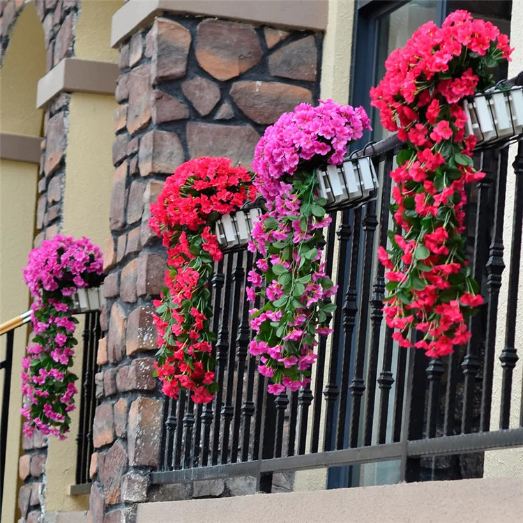 2PCS Artificial Violet Hanging Flower Vines Plastic Fake Flowers Wall Decor Plants Garland for Wedding Home Garden Decoration