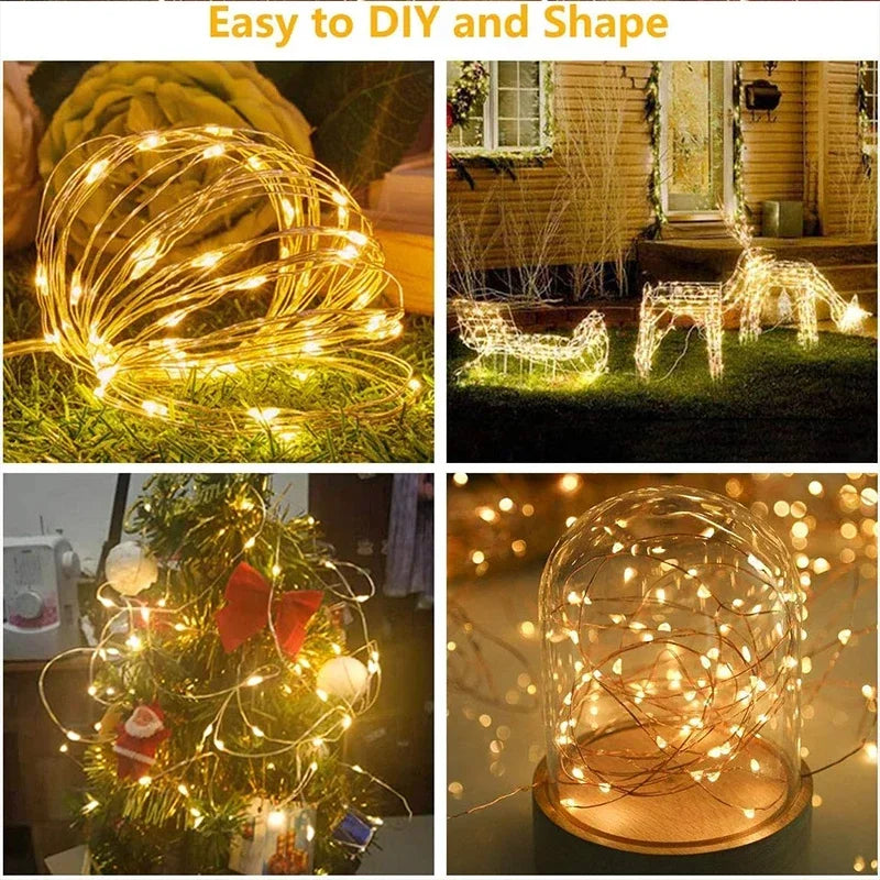 3M LED Curtain String Lights Fairy Decoration USB Holiday Garland Lamp 8 Mode For Home Garden Christmas Party New Year Eve Supplies Lighting Accessories