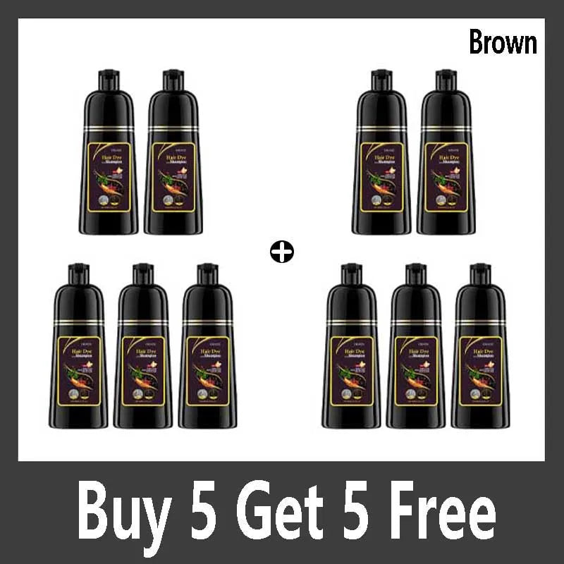 NEW 10PCS Set Natural Herbal Korean Hair Dye Shampoo 3 in 1 Change Hair Color Gray Hair to Dark Brown Black Deep Nourishing Fashion Hairs Care 100ml Women Men Hair Care Supplies