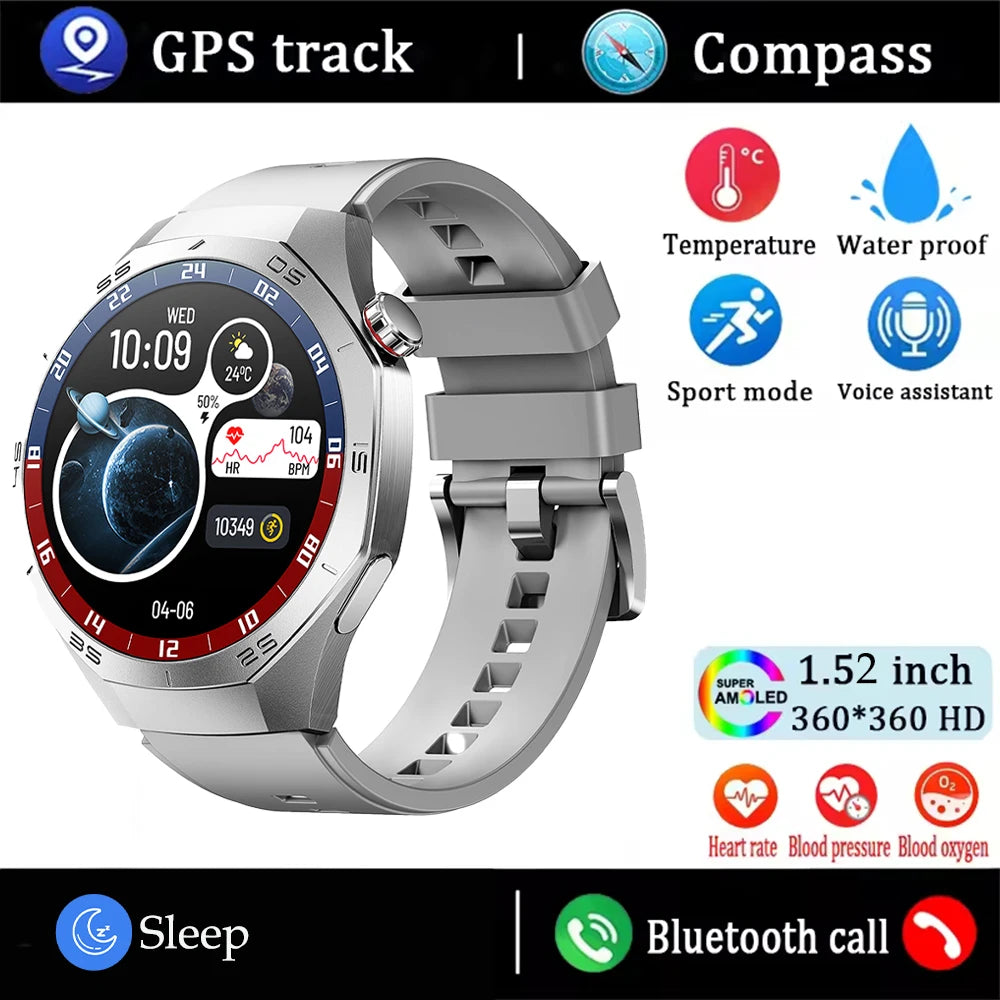 NEW 5 MAX RAM/ROM 128MB For Android and IOS Smart Watch Men AMOLED Screen GPS Motion Trajectory Heart Rate Bluetooth Calls Smart Watch Waterproof Women Men Smart Wrist Watch Health Care Sports Supplies