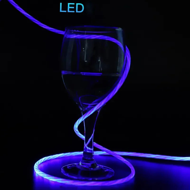 NEW Arrivals 3in1 Set Magnetic Flow Luminous Lighting Charging Mobile Phone Cables Cord Charger Wire for Xiaomi LED Micro USB C for iPhone Samsung Mobile Phones Accessories