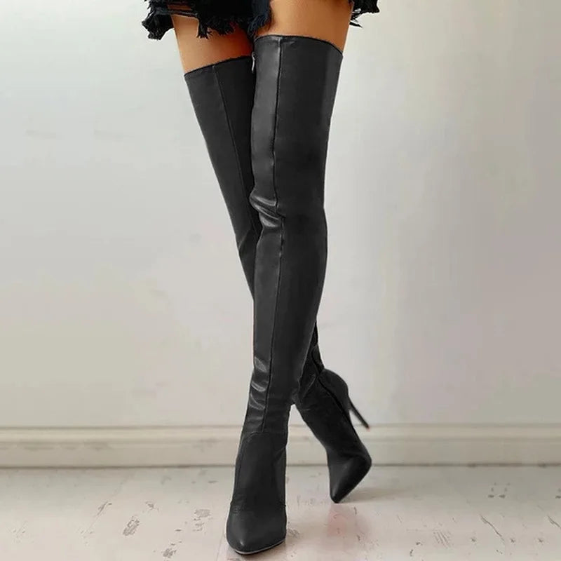 NEW Arrivals Autumn/Winter Women's Boots Pointed Side Zipper Slim High Heels Large Over Knee Boots Women's Boots Platform Boots Women Shoes