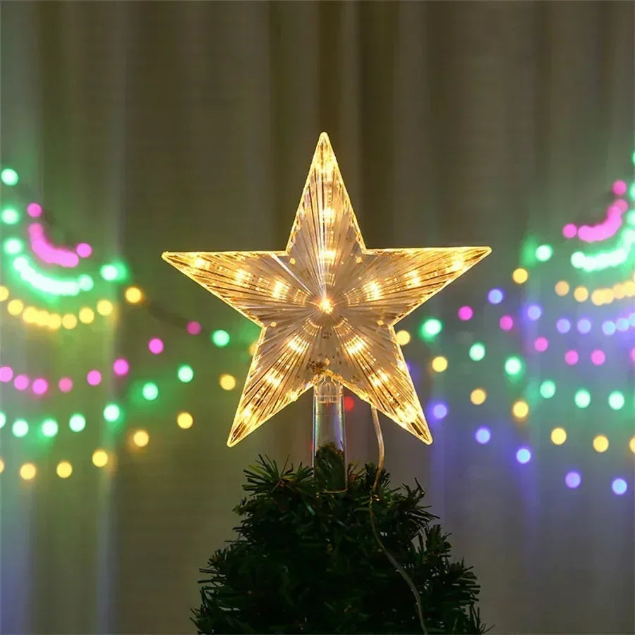 NEW Arrivals RGB LED Christmas Tree Top Star Fairy String Lights USB Powered Remote Christmas Garland Lights for Wedding Party Holiday Decor