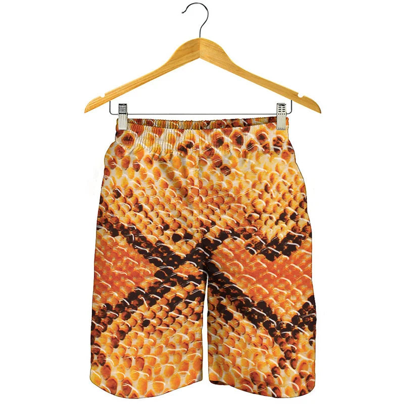 NEW Arrivals Men Summer Snakeskin Beach Shorts For Men Personality Animal 3D Swim Trunks Summer Board Shorts Loose Short Pants Streetwear Men Fashion Casual Apparel Accessories