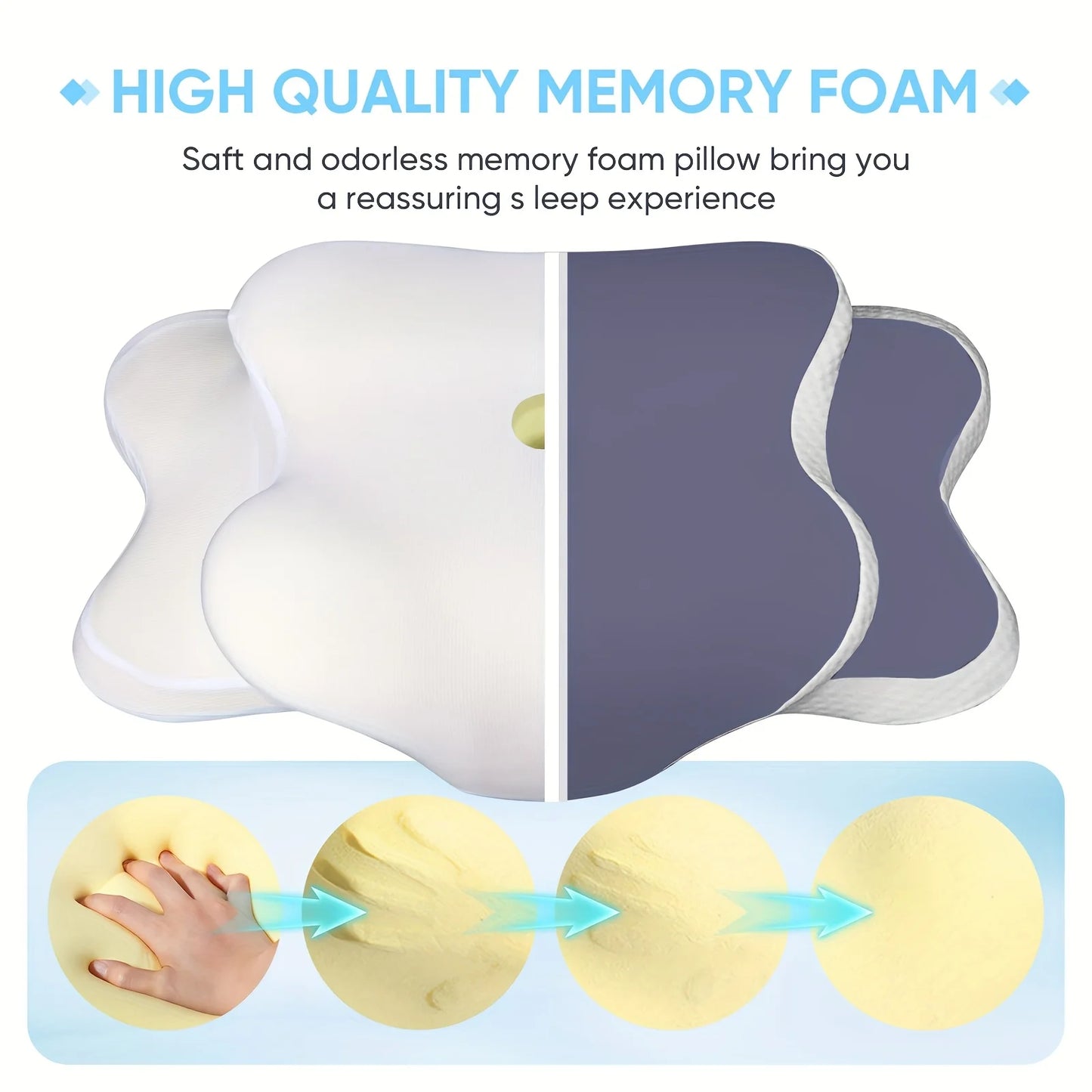 NEW Arrivals Purple Color Butterfly-Shaped Ergonomic Pillow – Breathable Mesh Fabric, Suitable for Side Sleepers, Back Spine Cervical Support Massage Cushion