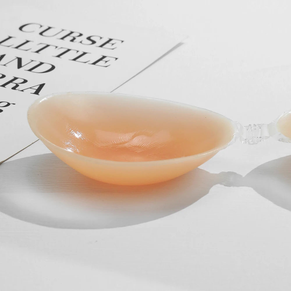 VKME Silicone Bra Invisible Push Up Sexy Strapless Bra Stealth Adhesive Backless Breast Enhancer For Women Lady Nipple Cover