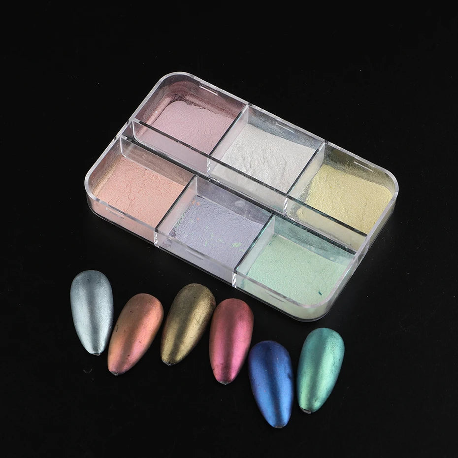 NEW Arrivals Moonlight Mirror Nails Powder Metallic Chrome Effect Pigments Gel Polish Laser Dust Glitter Aurora Shiny Pearl Nail Manicure Accessories Nail Care Products