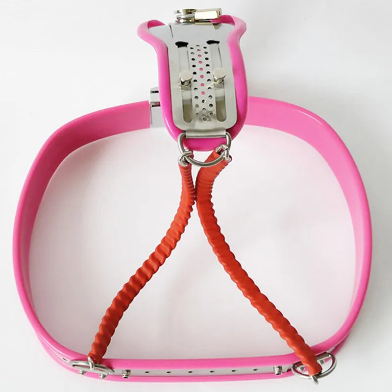 4 Colors Stainless Steel+Silicone Female Chastity Belt BDSM Bondage Harness Strap On Panties Chastity Lock Device Sex Toys For Woman Fetish Supplies