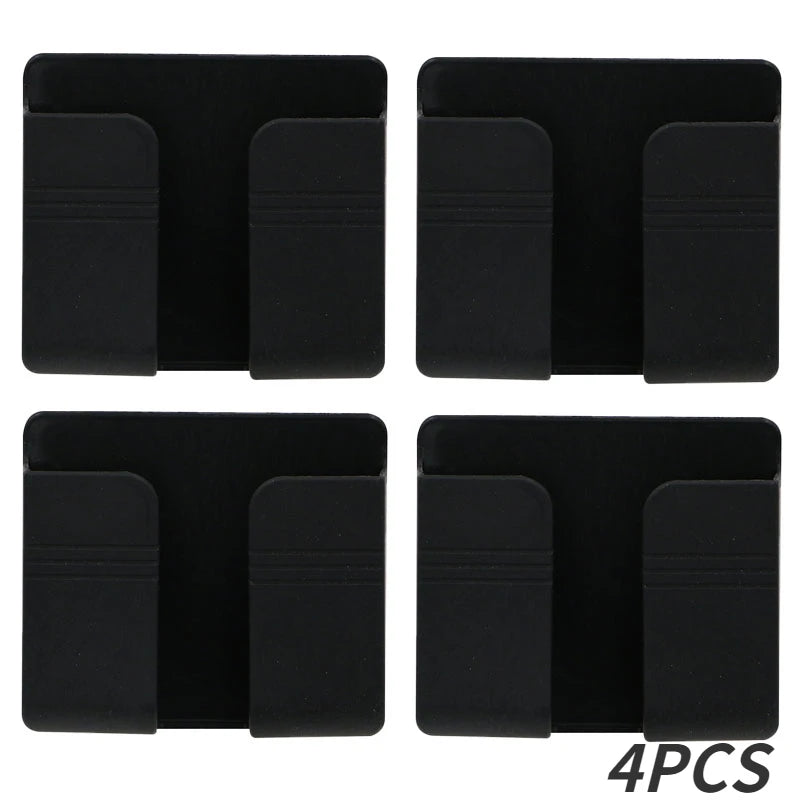 NEW 4PCS Set White/Brown Color Multifunction Punch Free Wall Mounted Storage Box Organizer TV Remote Control Mounted Mobile Phone Plug Charging Holder Bathroom Home