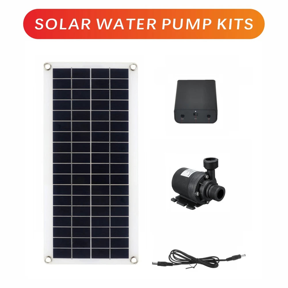 NEW Arrivals Full Set 800L/H Water Pump 12V Solar Panel Power Bank Set Ultra-quiet Submersible Water Pump Motor Camping Fish Pond Garden Fountain Tools Home Outdoor Supplies