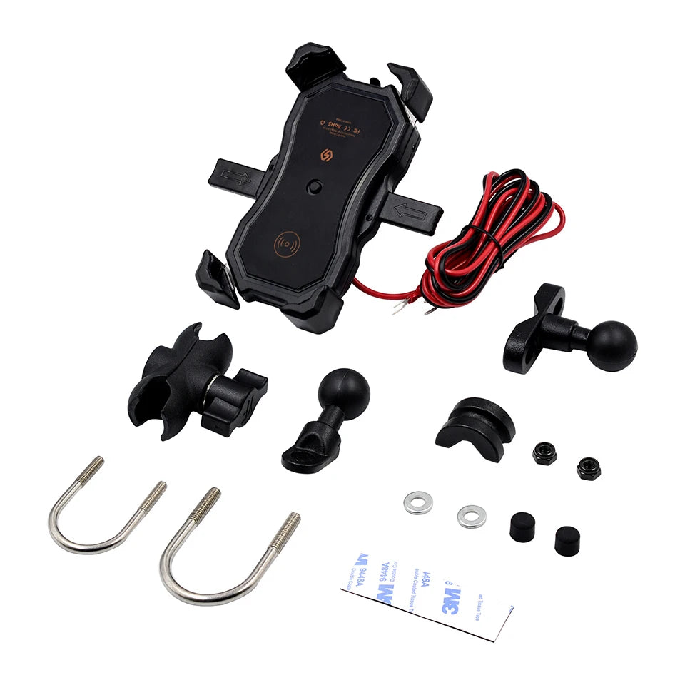 NEW Arrivals Mobile Phone Holder Bicycle Motorcycle Wireless Charging with QC3.0 USB Qi Charger GPS Navigation Mount Bracket Qi Wireless Charger Bicycle Sports Accessories